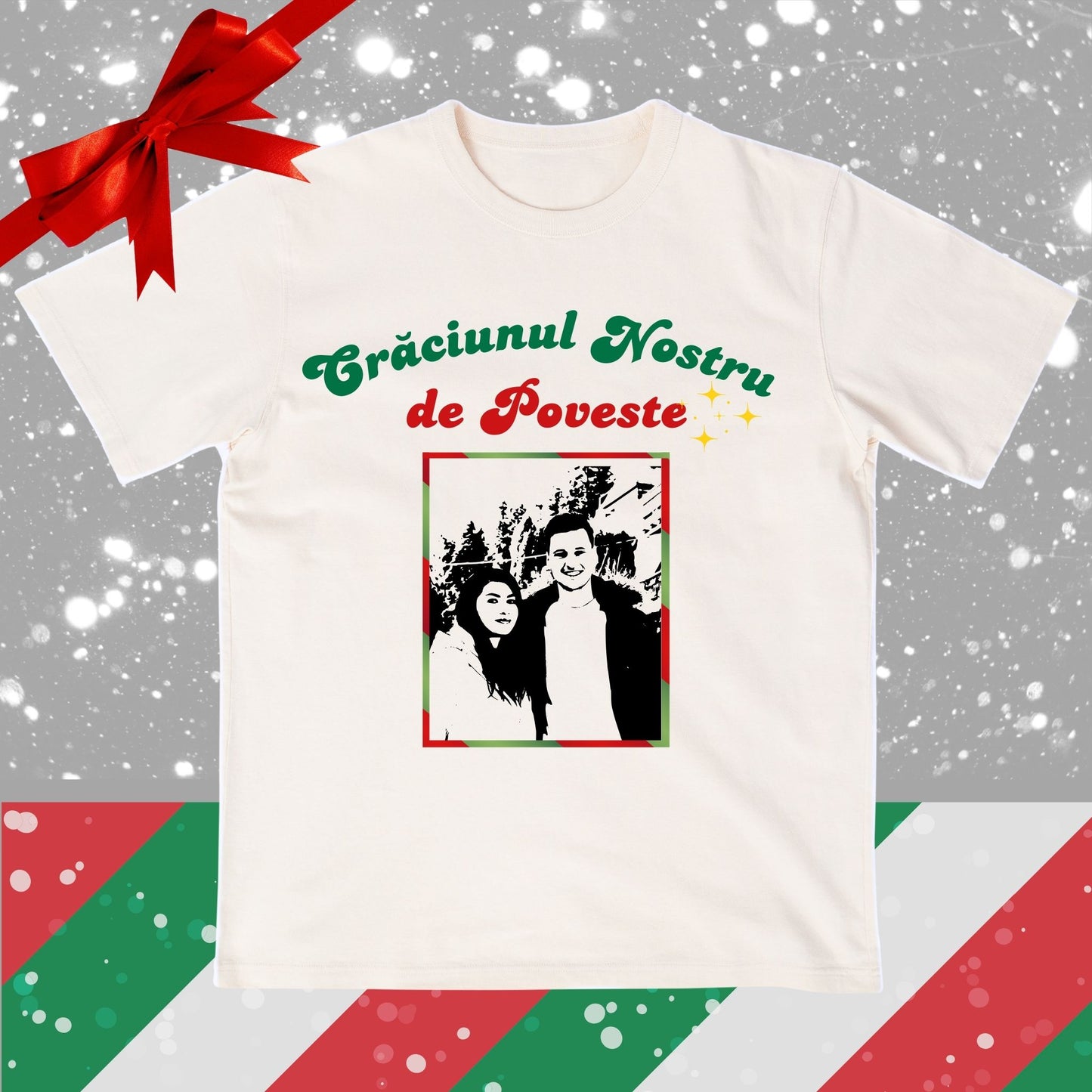 Tricou De Craciun Personalizat cu Poza -Cadou Familie