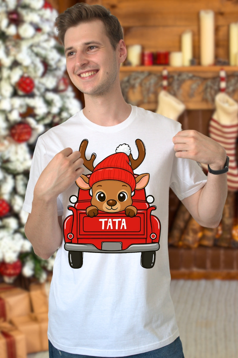 Set Tricouri Pentru Familie De Craciun Cu Masini Personalizat Cu Nume tata