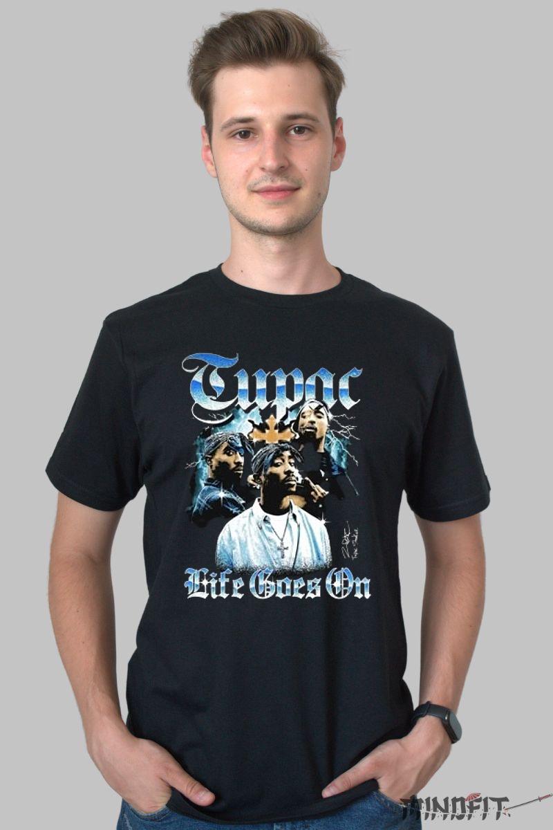 Tricou 2pac Life Goes On barbat negru fata