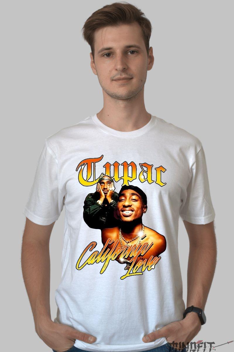 Tricou 2pac West Coast barbat alb fata