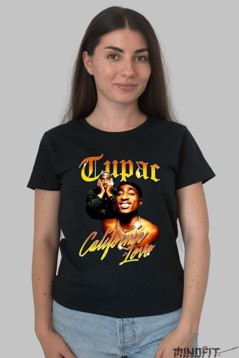 Tricou 2pac West Coast dama negru fata