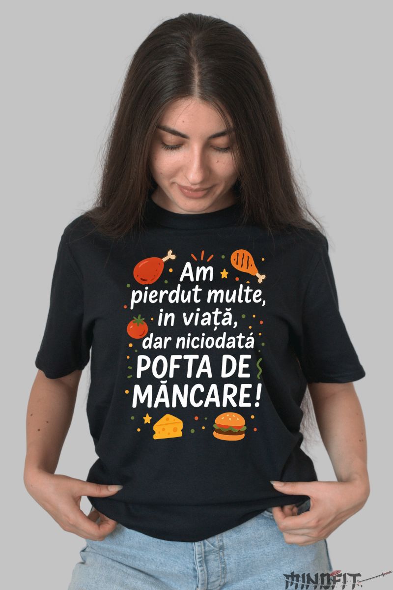 Tricou Amuzant Am Pierdut Multe dama negru fata