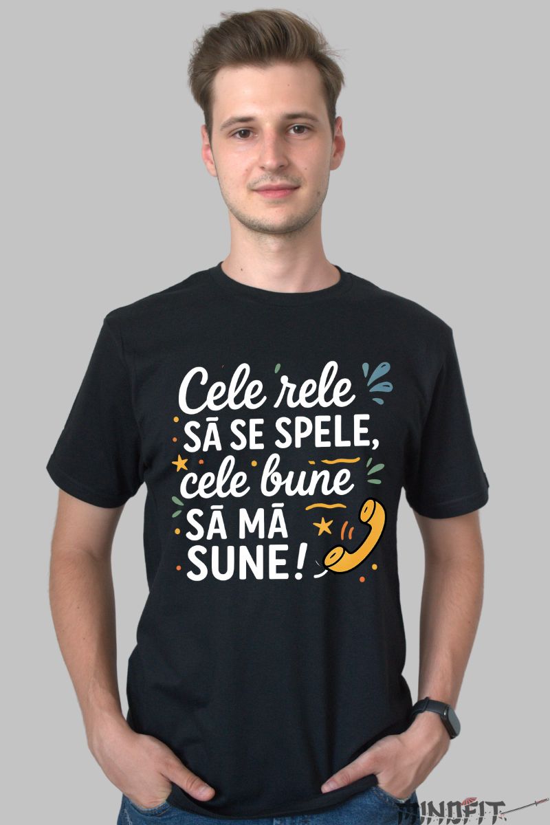 Tricou Amuzant Cele Rele Sa Se Spele barbat negru fata