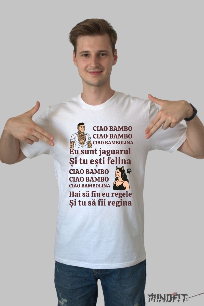 Tricou Amuzant - Ciao Bambolina barbat alb