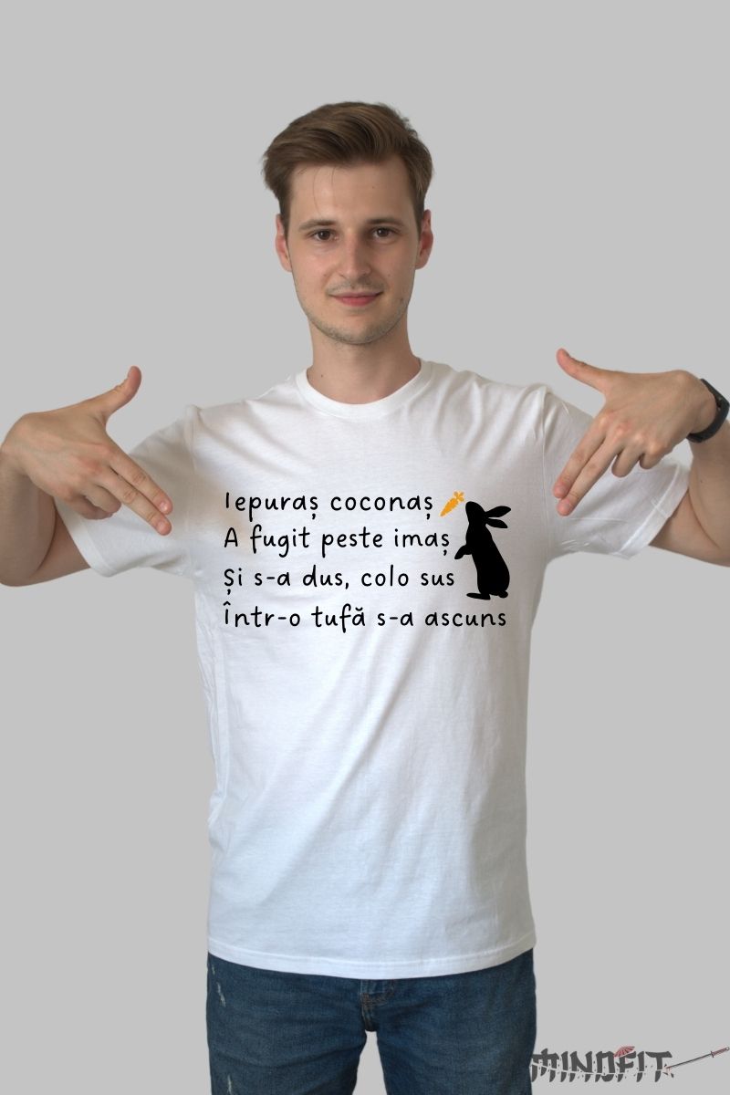 Tricou Amuzant De Paste "Iepuras Coconas" barbat alb