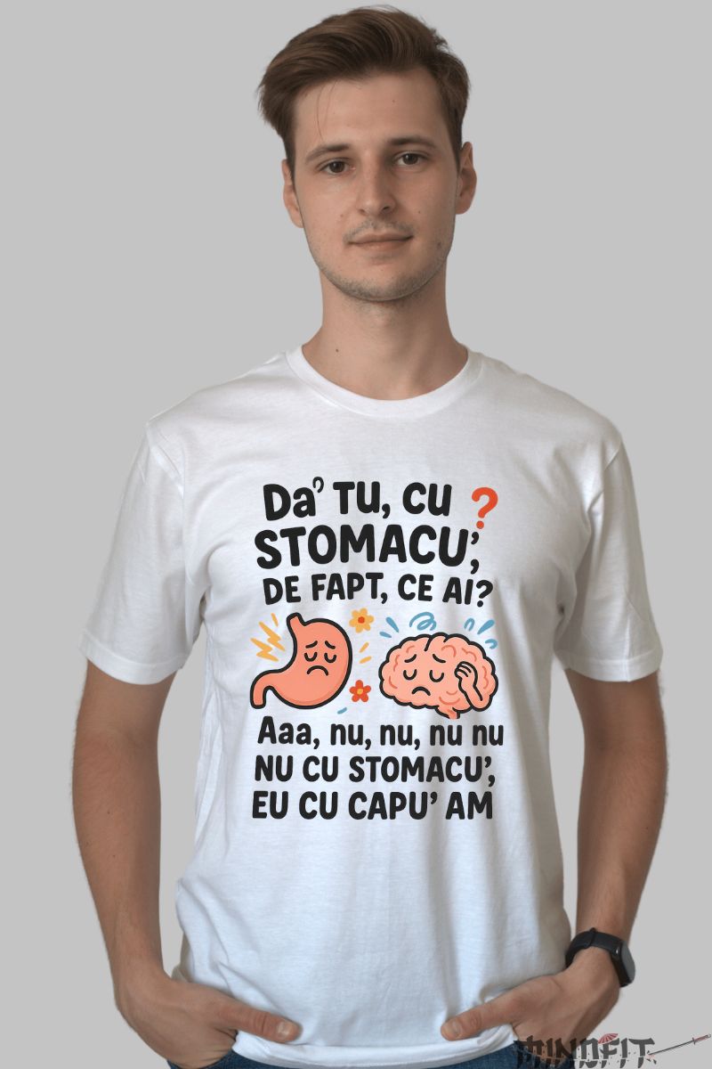 Tricou Amuzant Eu Cu Capu' Am barbat alb fata