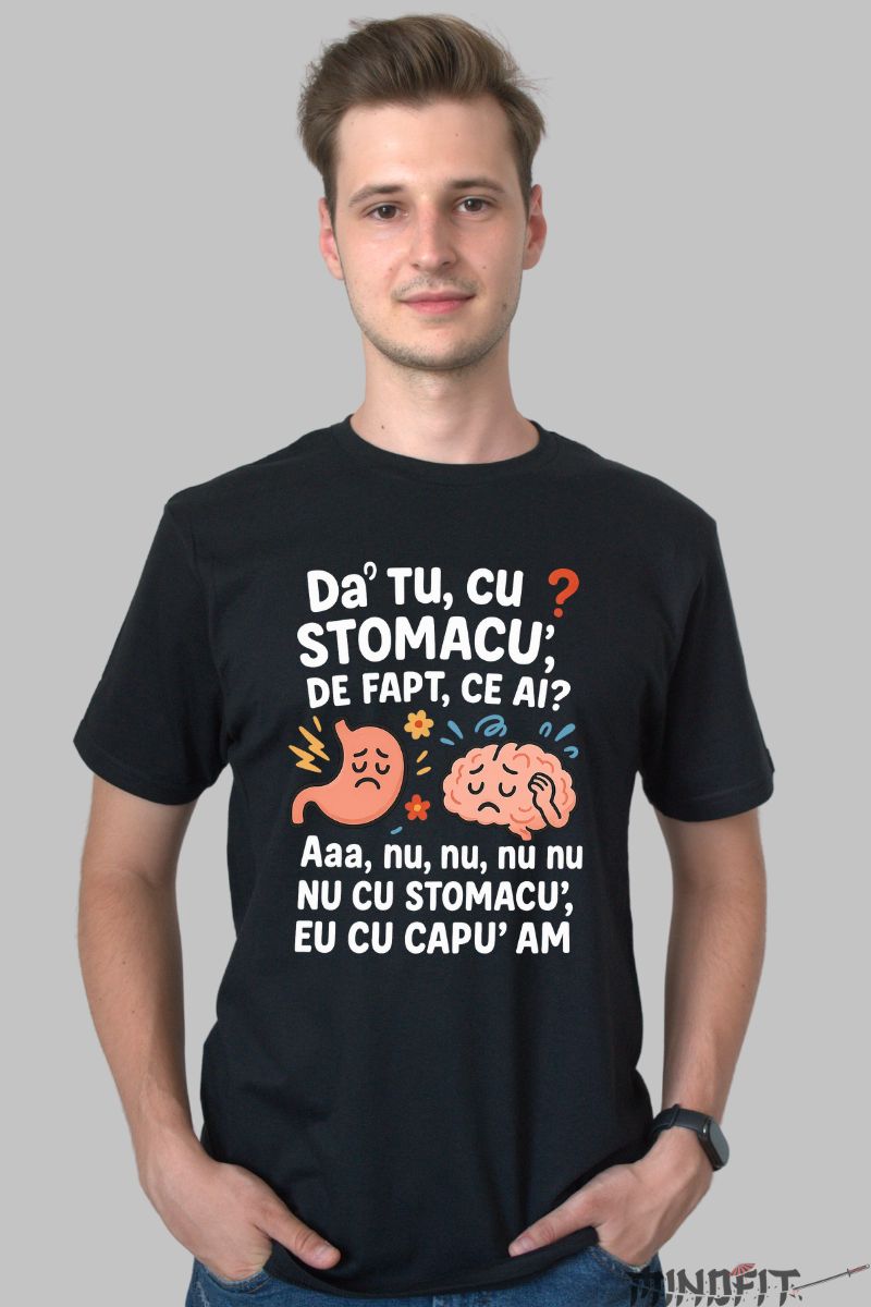 Tricou Amuzant Eu Cu Capu' Am barbat negru fata