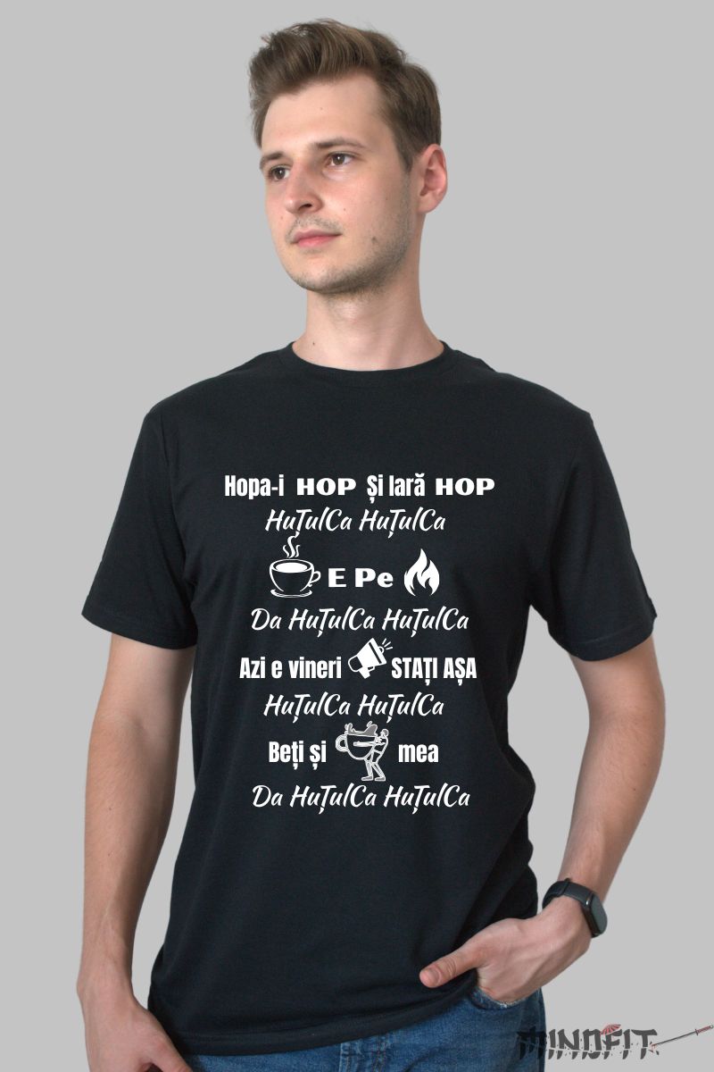 Tricou Amuzant Hutuica Hutuica barbat negru fata