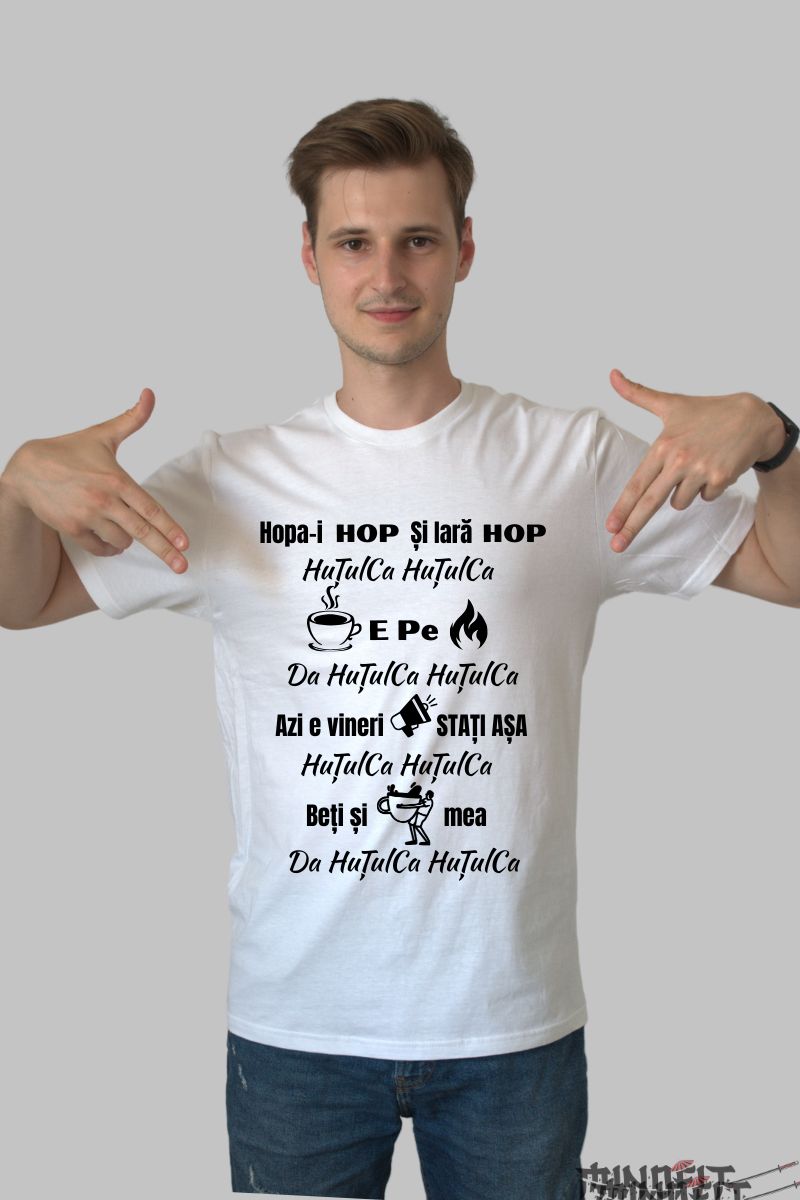 Tricou Amuzant Hutuica Hutuica barbat alb fata