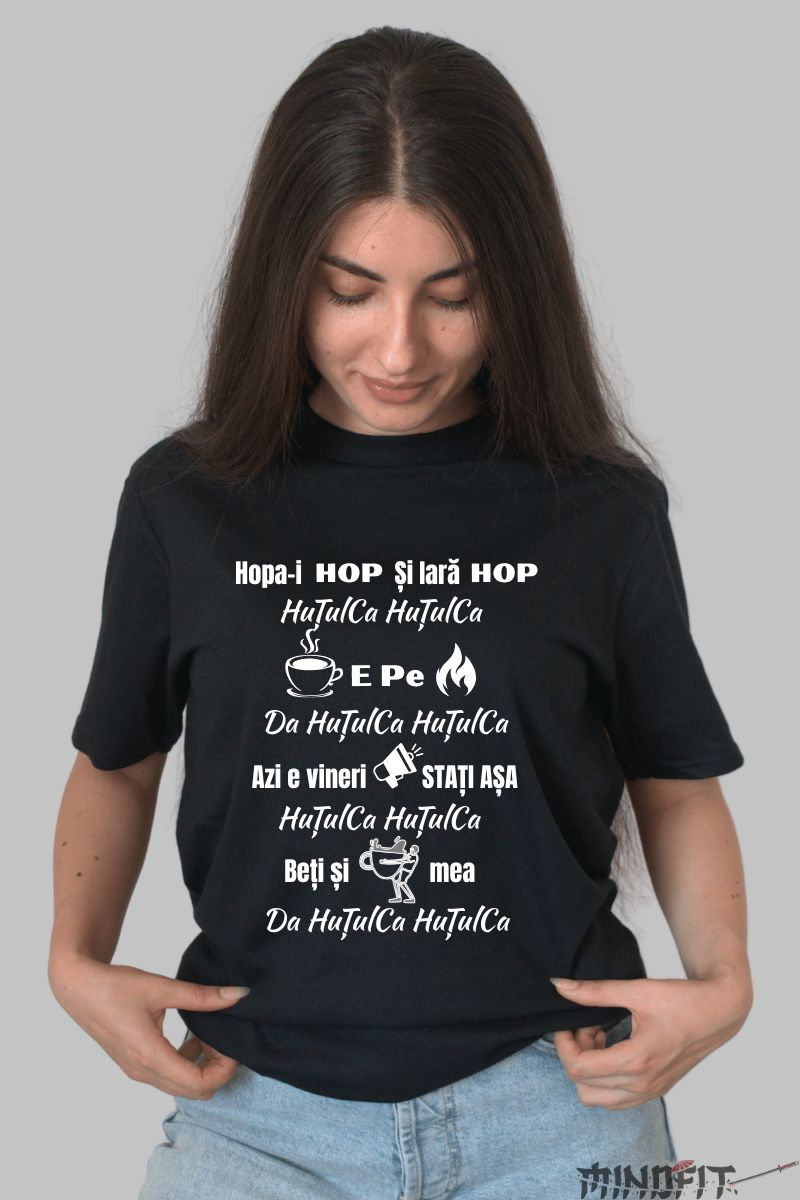 Tricou Amuzant Hutuica Hutuica dama negru fata