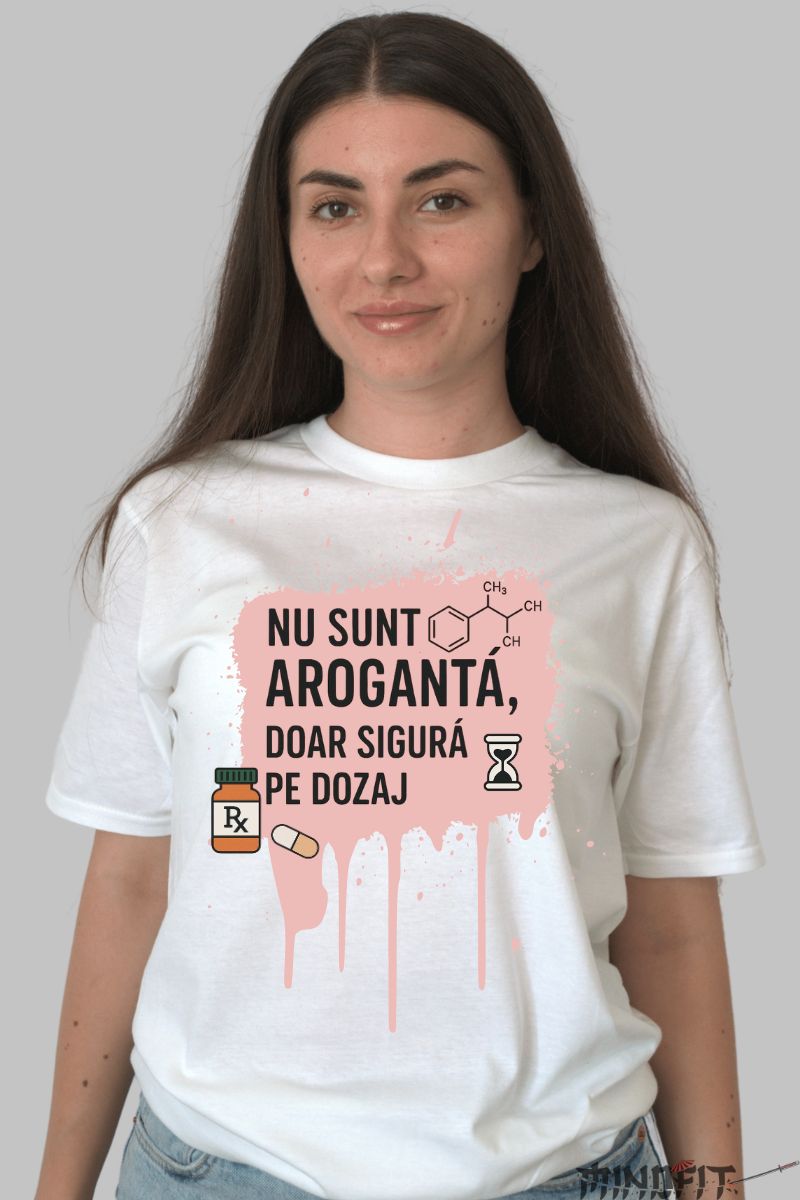 Tricou Cu Mesaj Amuzant – Libera Pe Dozaj alb dama