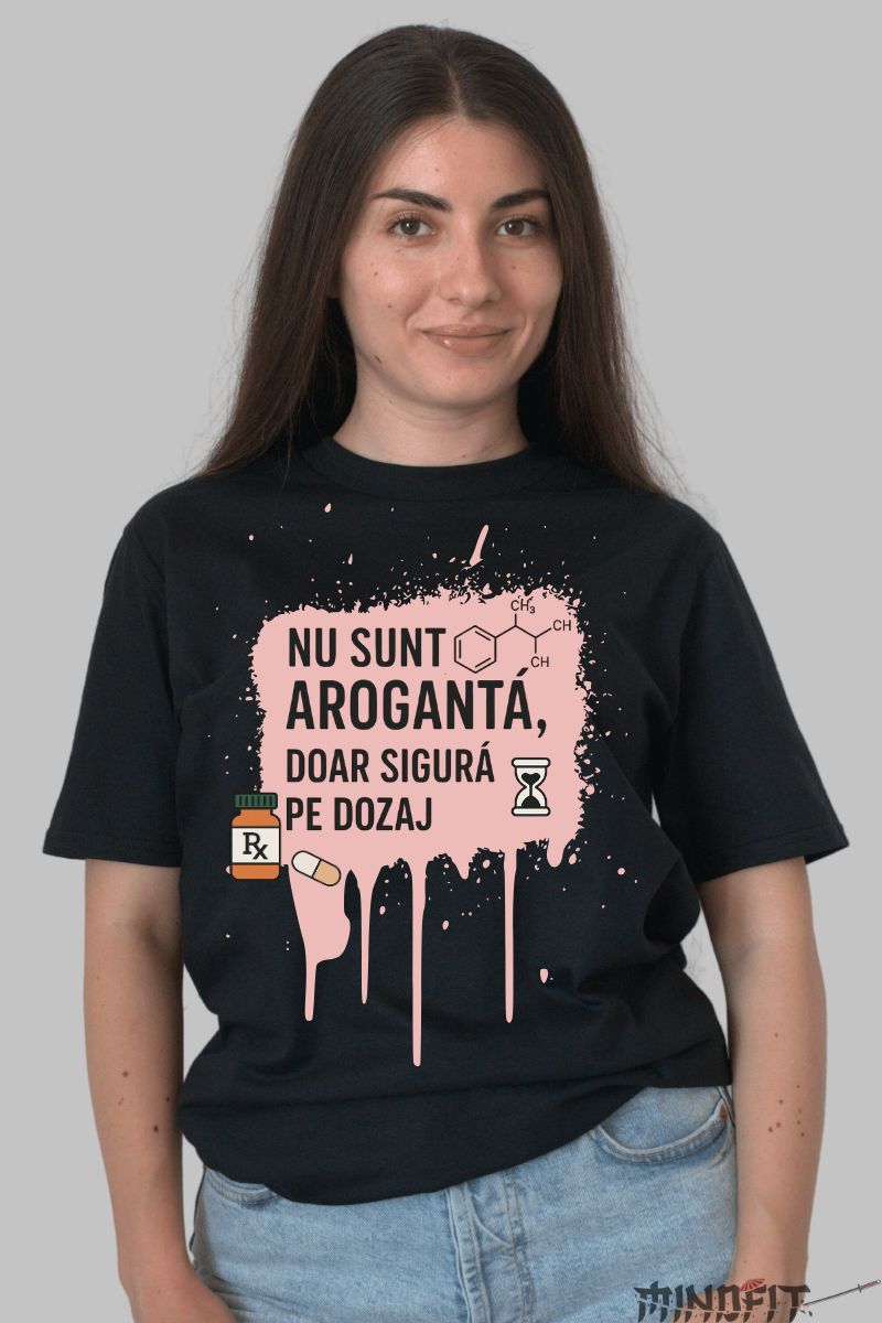 Tricou Cu Mesaj Amuzant – Libera Pe Dozaj negru dama
