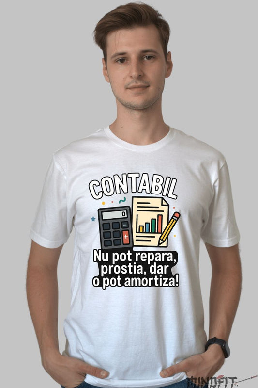 Tricou Amuzant Pentru Contabil barbat alb fata