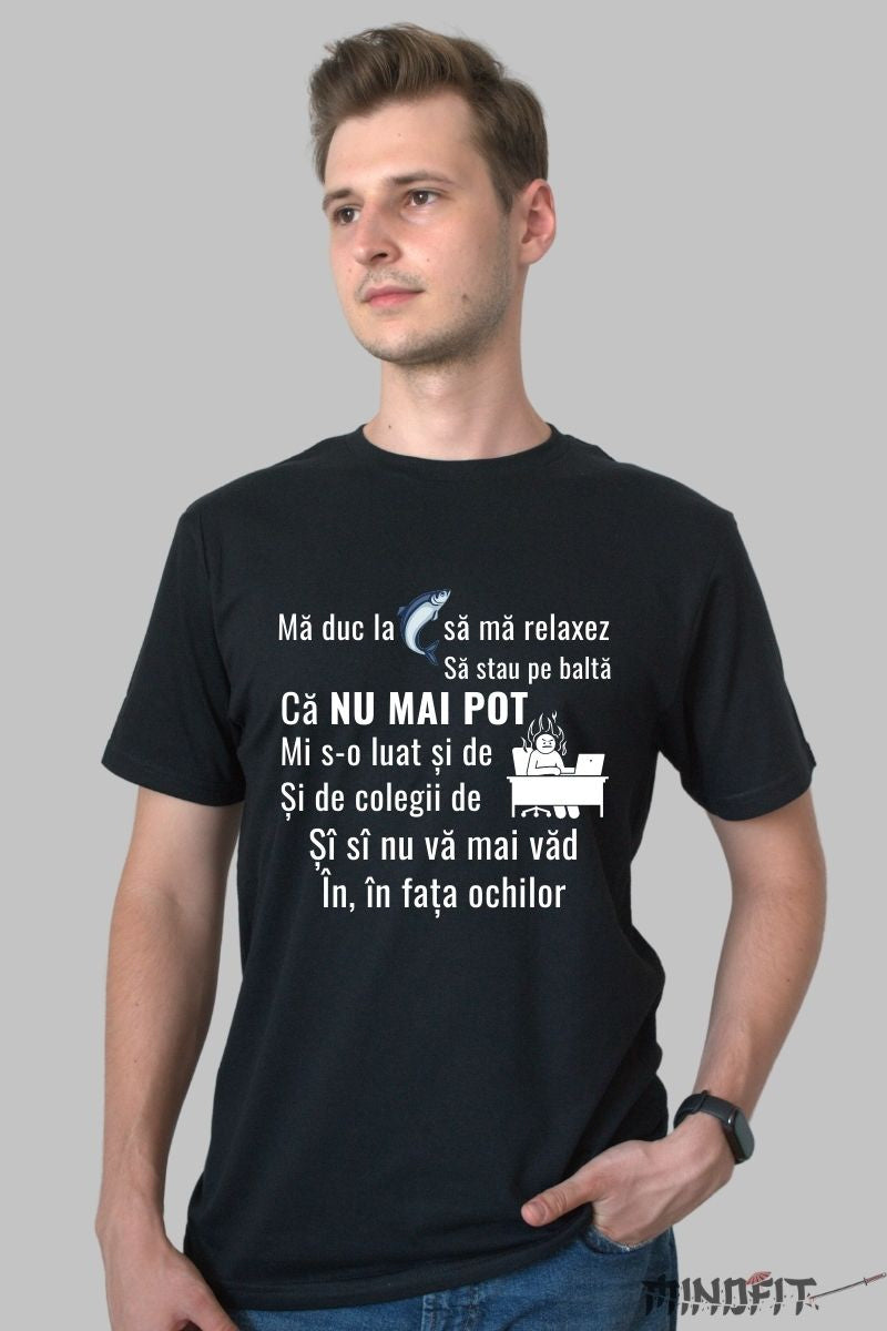 Tricou Amuzant Pentru Pescuit barbat negru