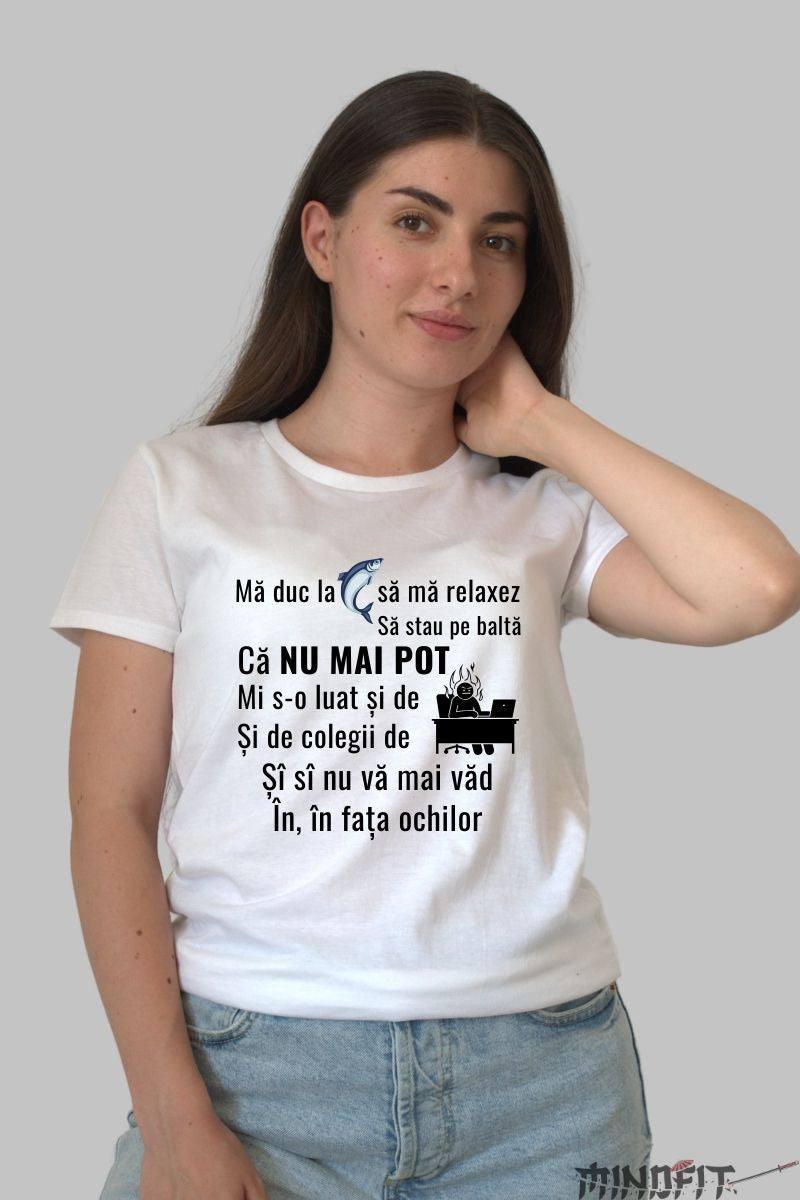 Tricou Amuzant Pentru Pescuit dama alb 1
