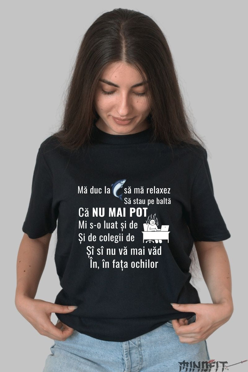Tricou Amuzant Pentru Pescuit dama negru 1