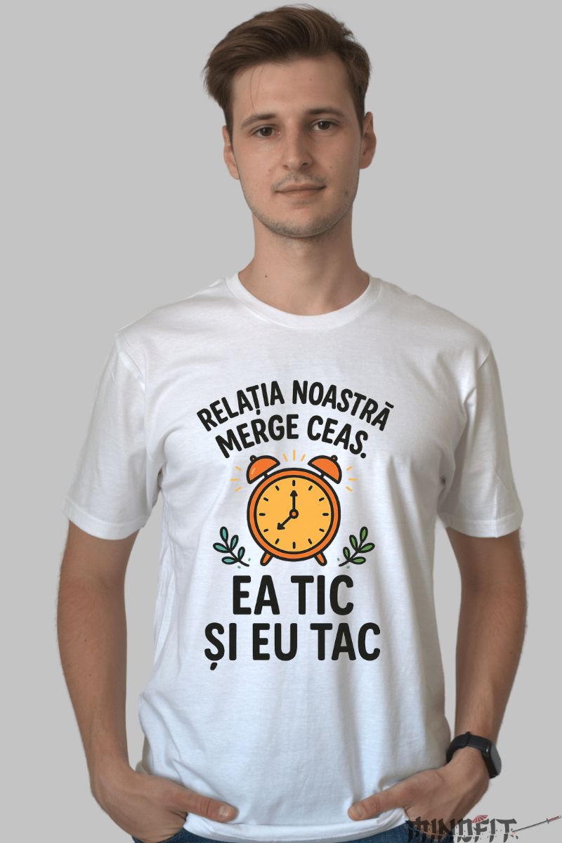 Tricou Amuzant Relatia Nostra barbat alb fata