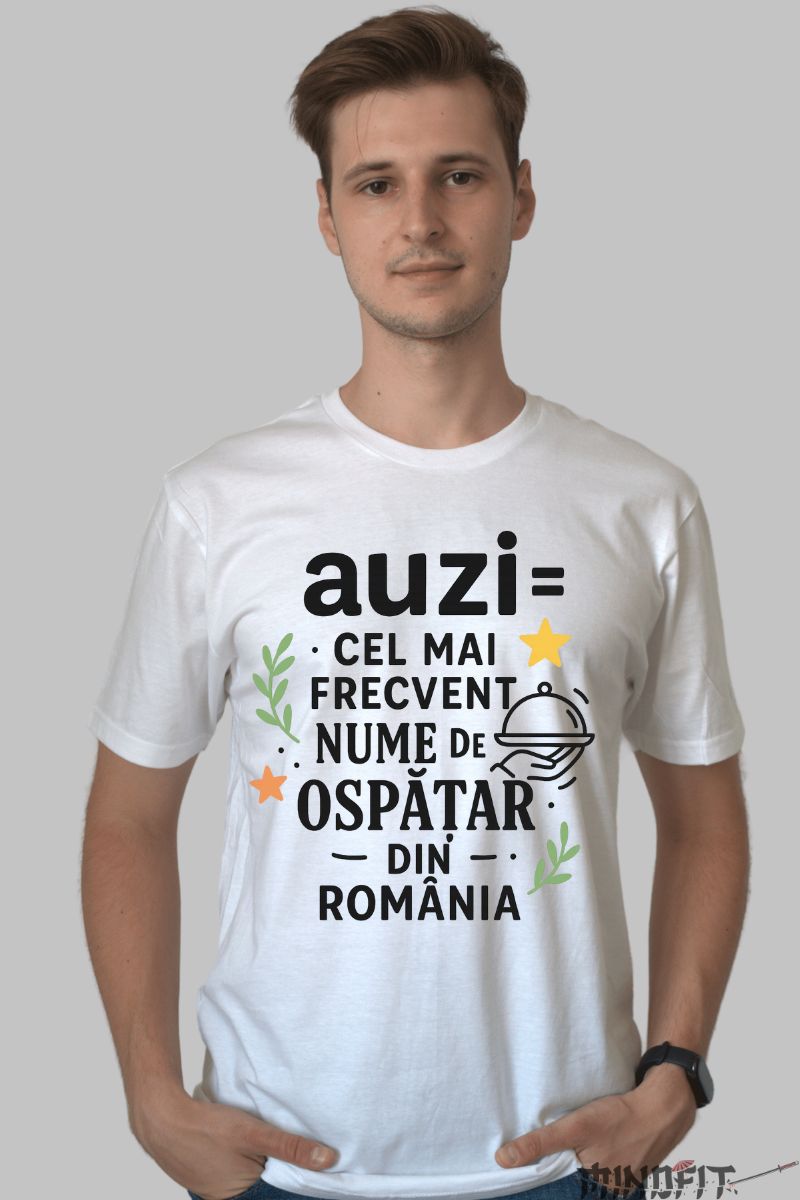 Tricou Amuzant cu Mesaj Auzi barbat alb fata