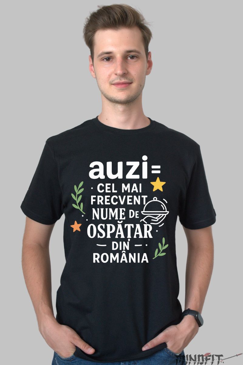Tricou Amuzant cu Mesaj Auzi barbat negru fata
