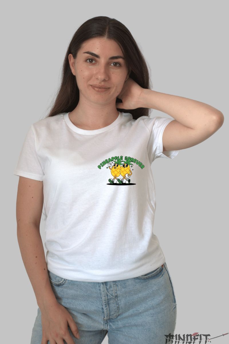 Tricou Pineapple Forever dama alb fata