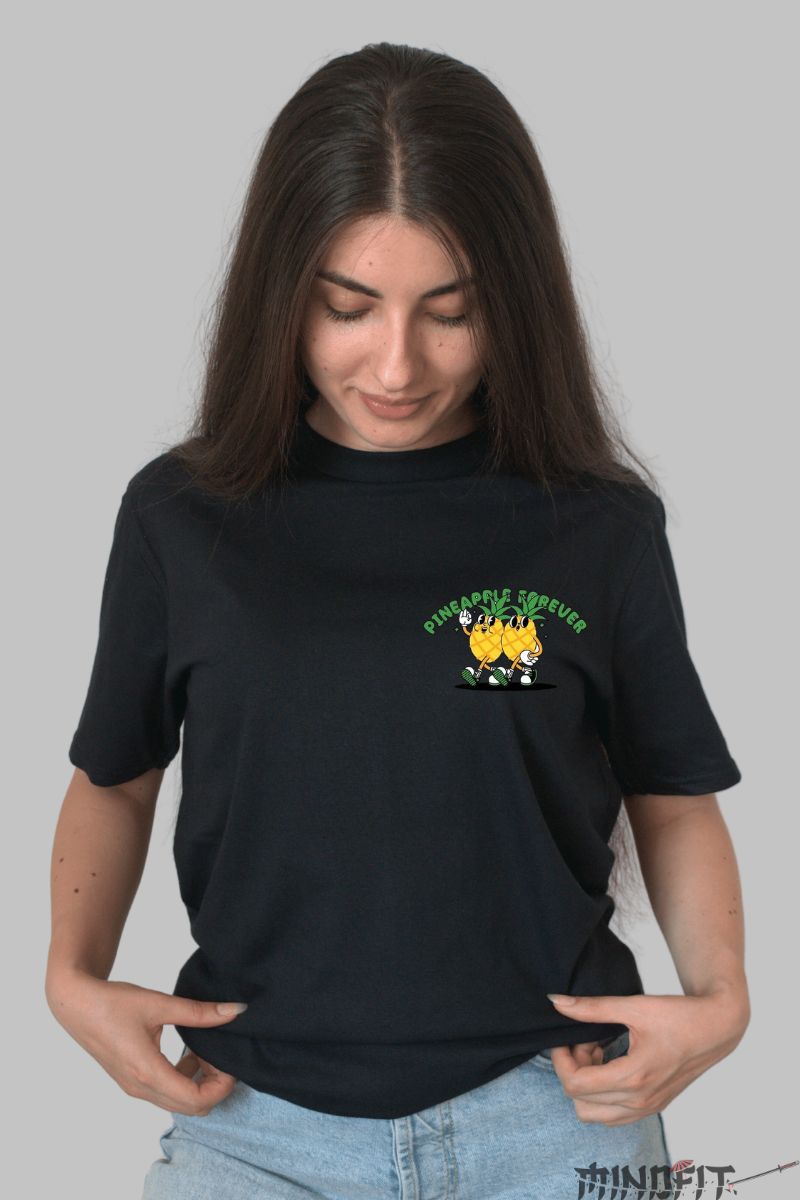 Tricou Ananas Cool Forever dama negru fata