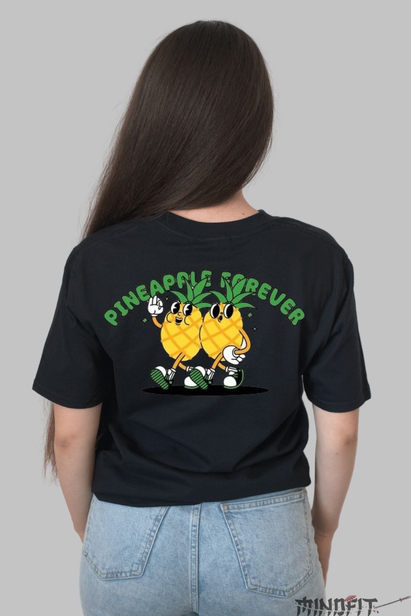 Tricou Ananas Cool Forever dama negru spate