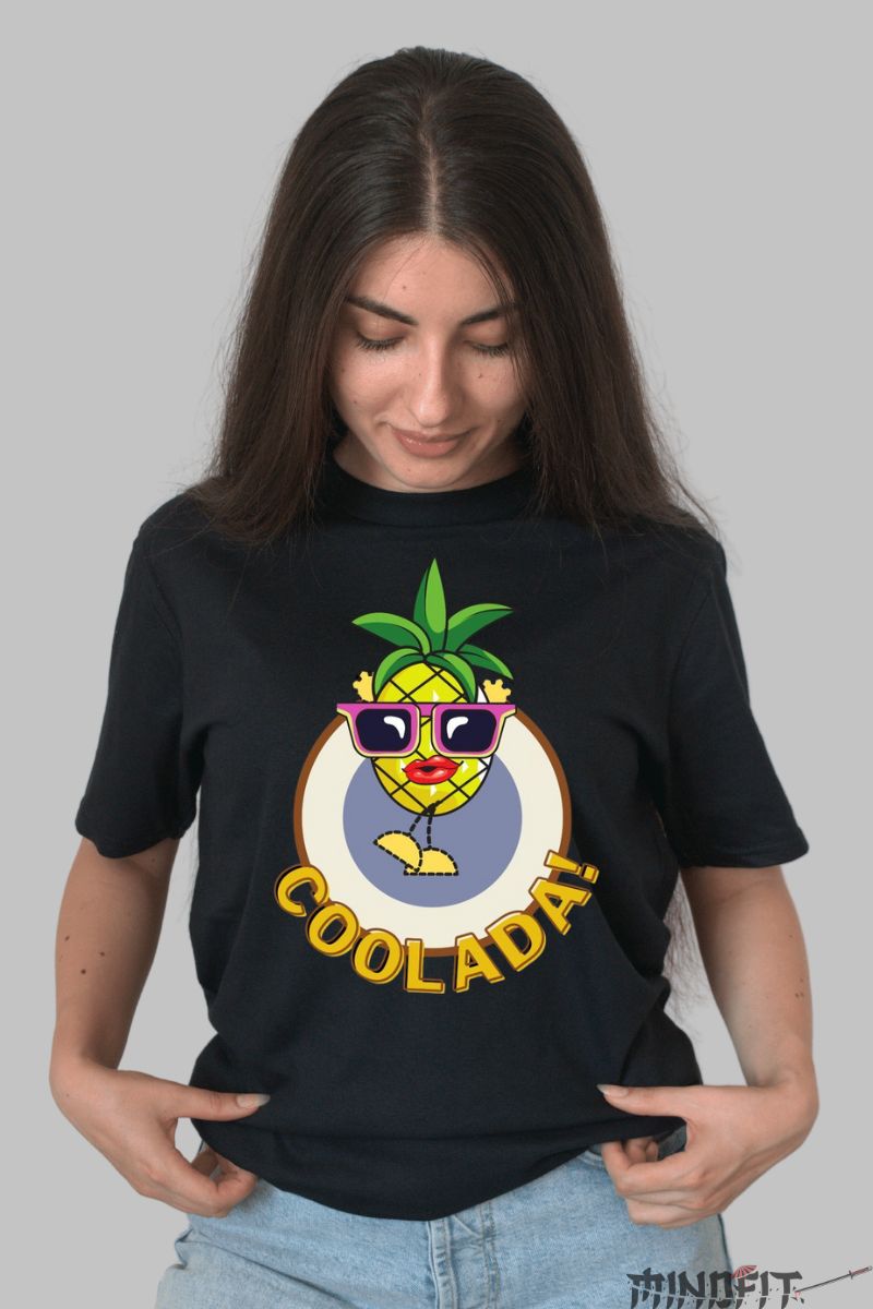 Tricou Ananas Cool dama negru fata