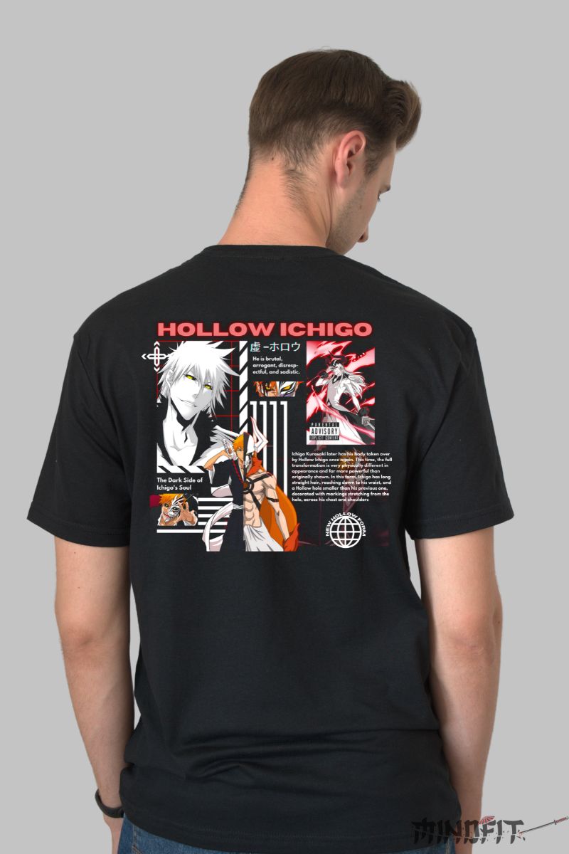 Tricou Anime Bleach Barbat Negru Spate