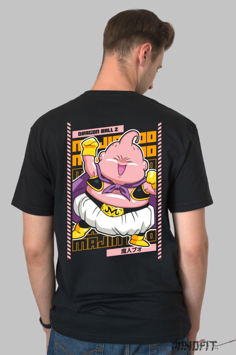 Tricou Anime Dragon Ball Majin Buu Cute barbat negru spate