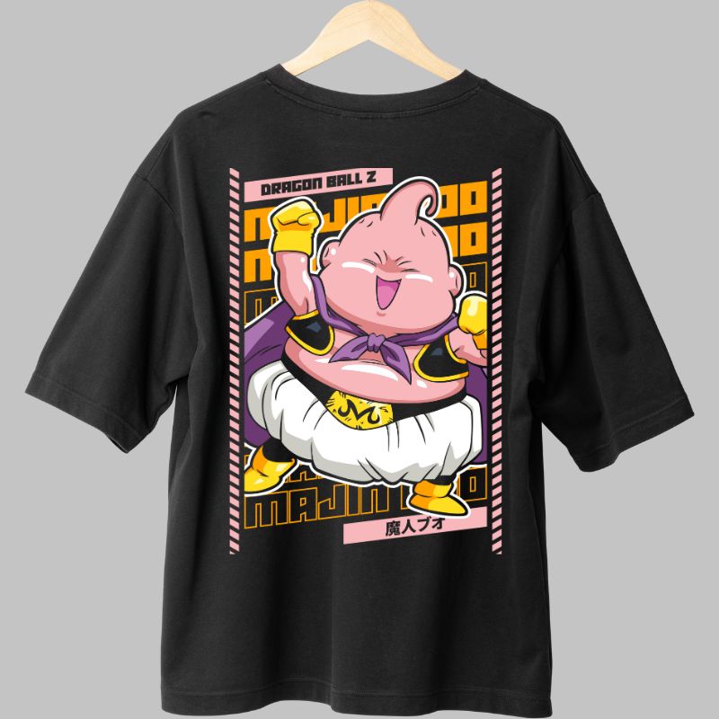 Tricou Anime Dragon Ball Majin Buu Cute negru spate