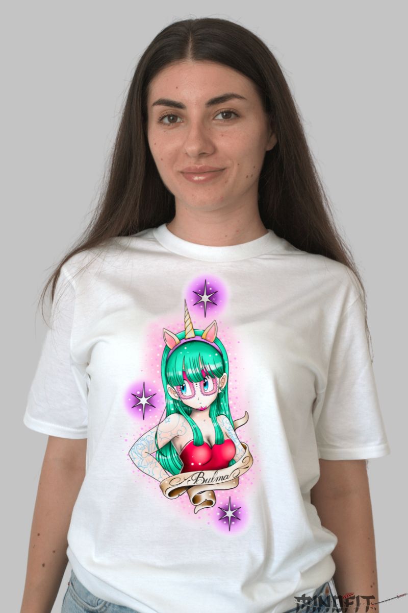 Tricou Anime Dragon Ball Model Bulma Unicorn dama alb fata