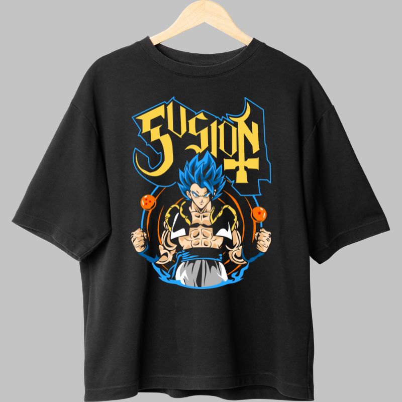Tricou Anime Dragon Ball Son Goku Fusion negru fata