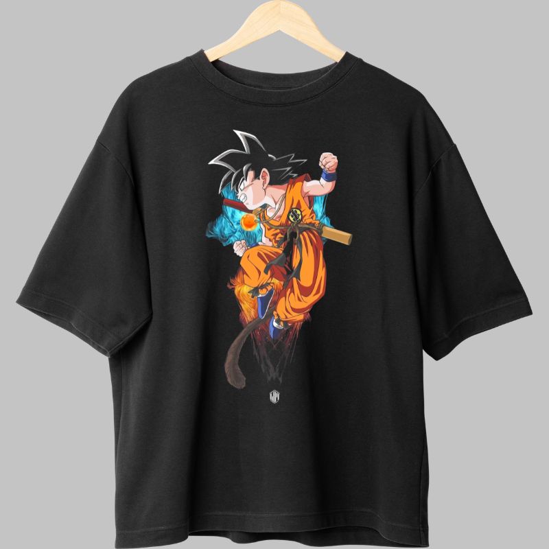 Tricou Anime Dragon Ball Son Goku In Action negru fata