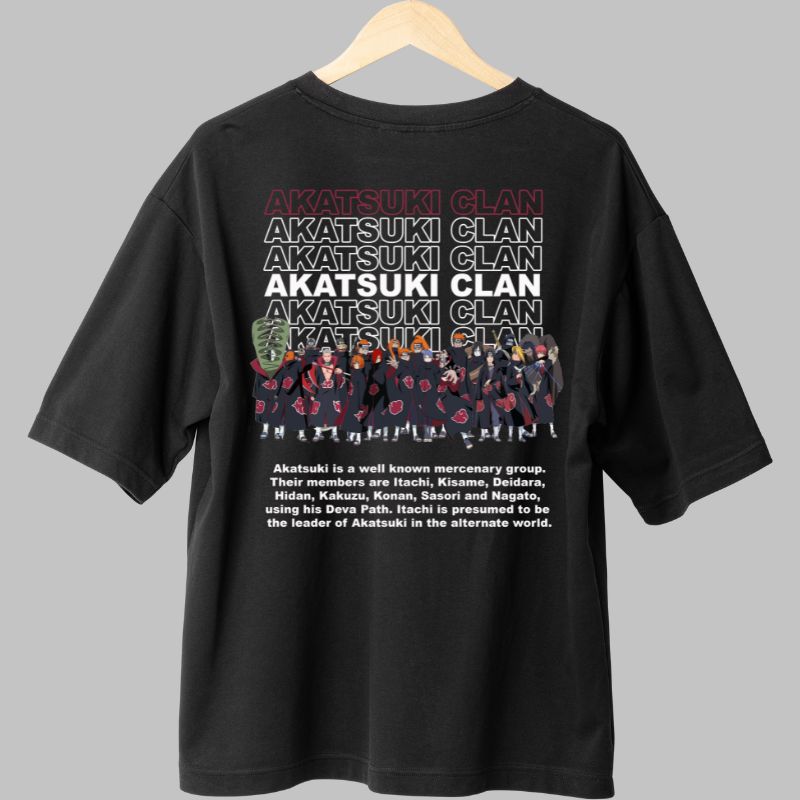 Tricou Anime Naruto Akatsuki Clan negru spate