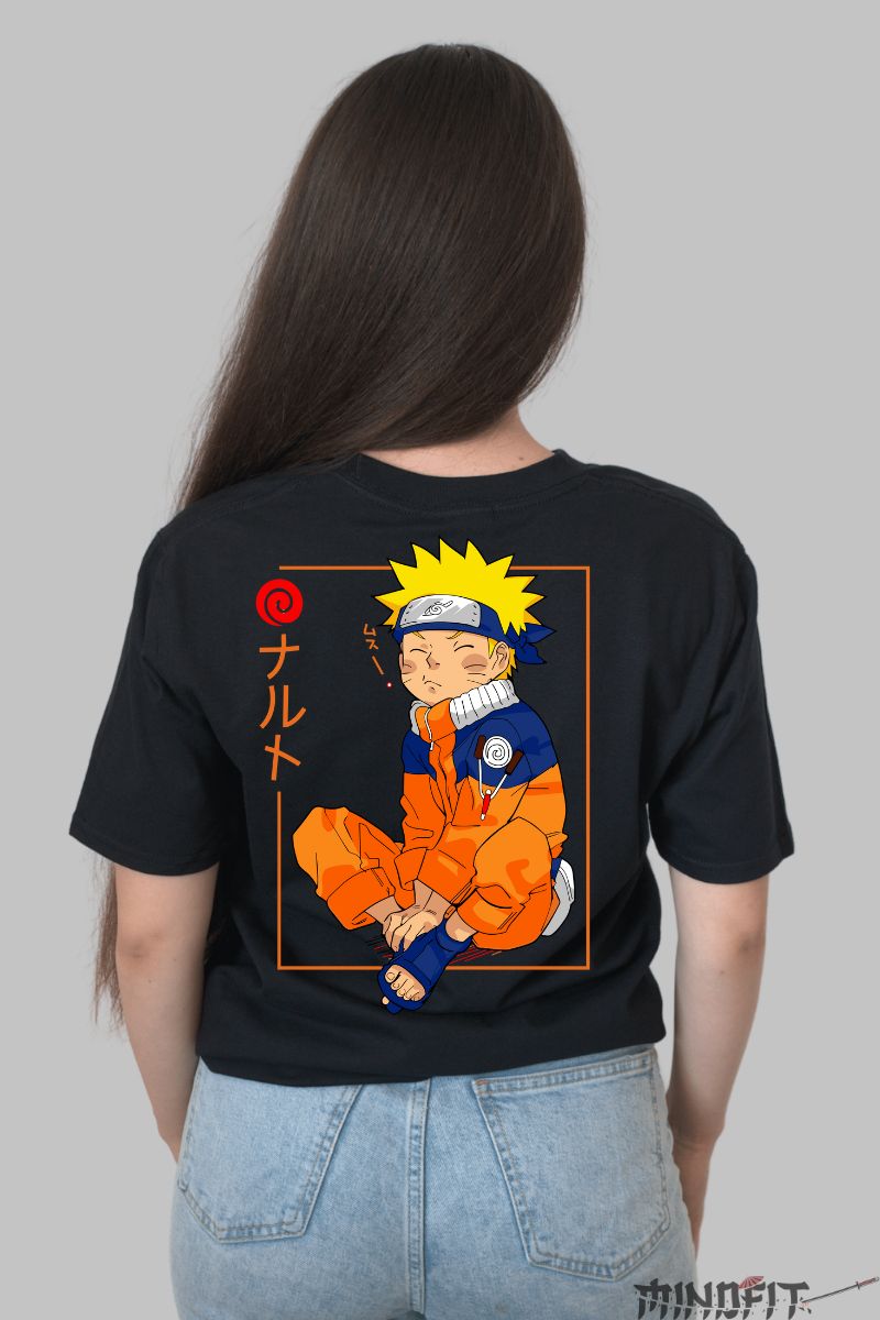 Tricou Anime Naruto Baby Ninja dama negru spate