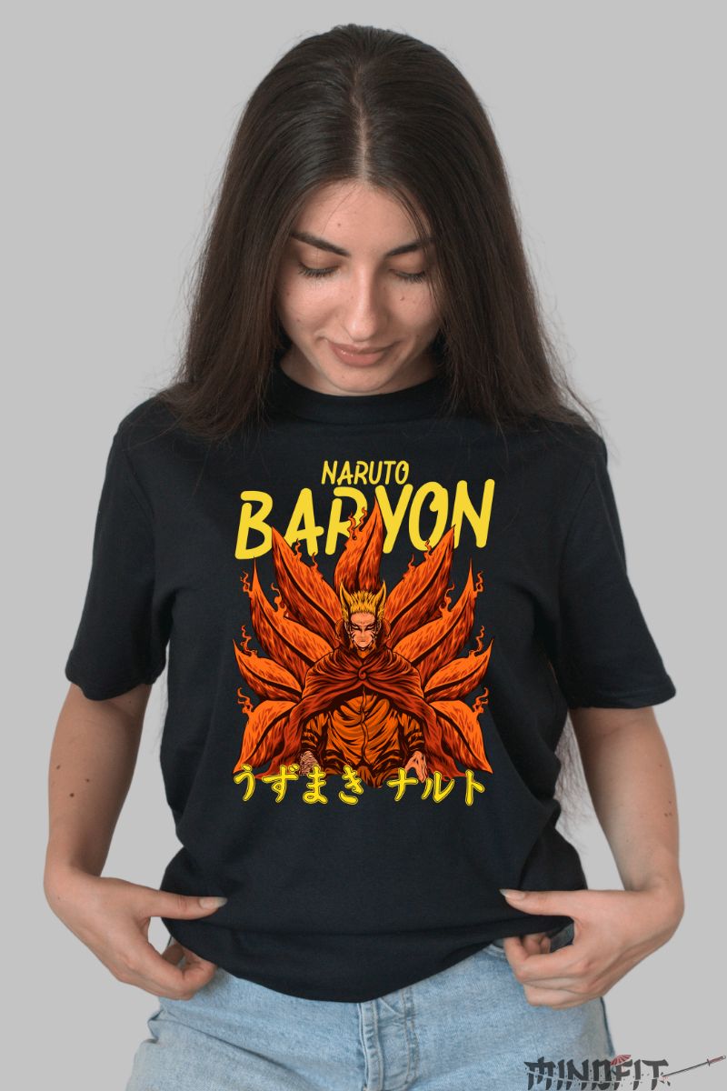 Tricou Anime Naruto Baryon Mode dama negru fata