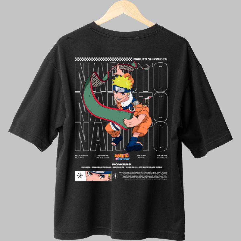 Tricou Anime Naruto Chakra Uzumaki negru spate
