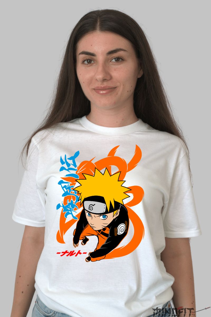 Tricou Anime Naruto Dattebayo dama alb fata