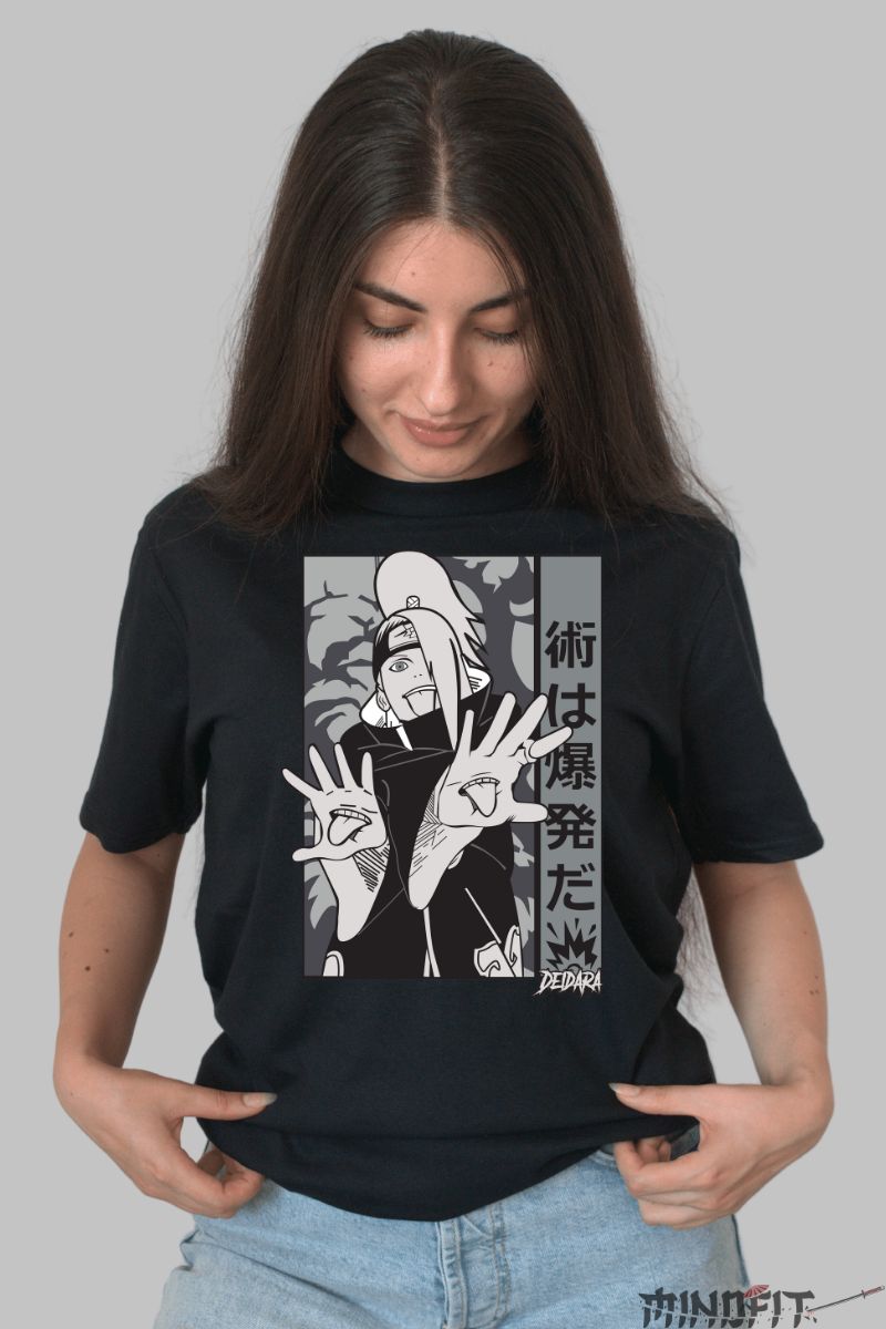Tricou Anime Naruto Deidara "Tehnica Este O Explozie" dama negru fata