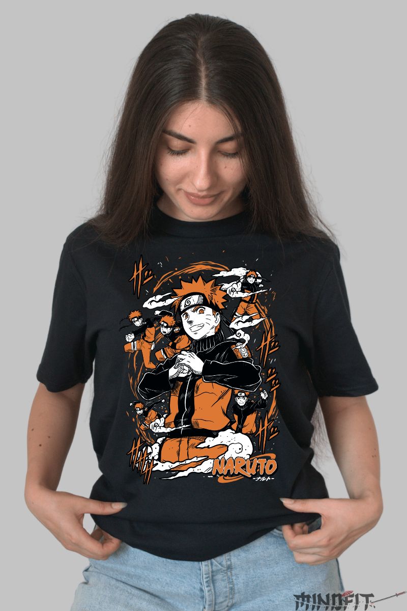 Tricou Anime Naruto Kage Bunshin No Jutsu dama negru fata
