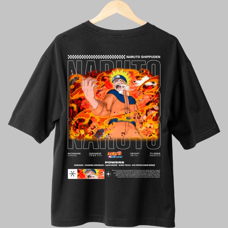 Tricou Anime Naruto Fire of Will negru spate
