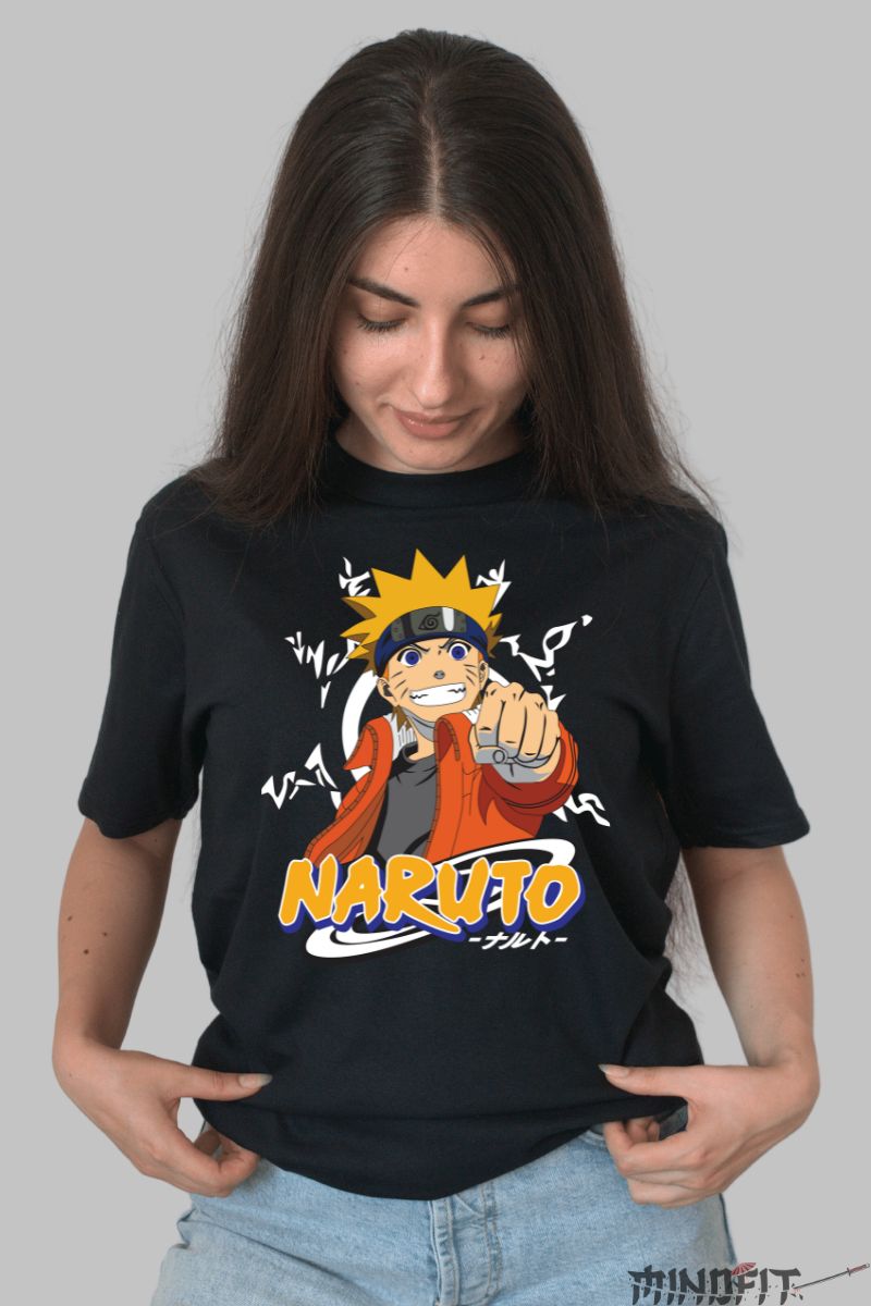 Tricou Anime Naruto Forta Sigiliului dama negru fata