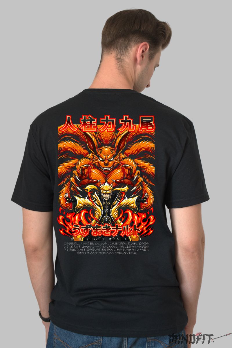 Tricou Anime Naruto Full Power On barbat negru spate