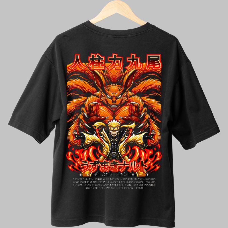 Tricou Anime Naruto Full Power On negru spate