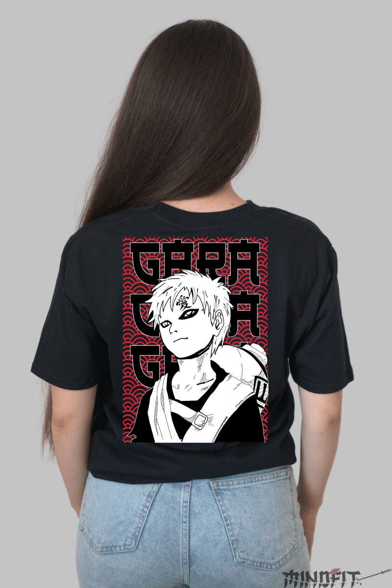 Tricou Anime Naruto Gaara A Lot Of Feelings dama negru spate