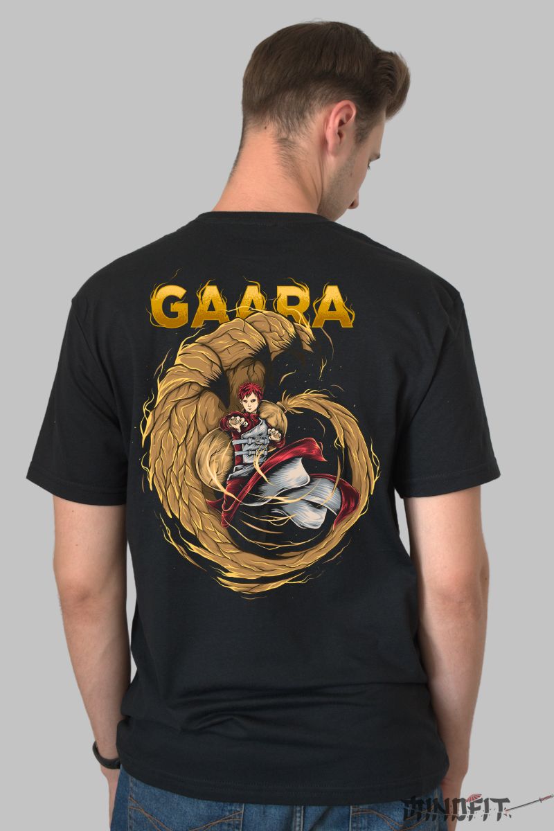 Tricou Anime Naruto Gaara Reborn From The Sand barbat negru spate