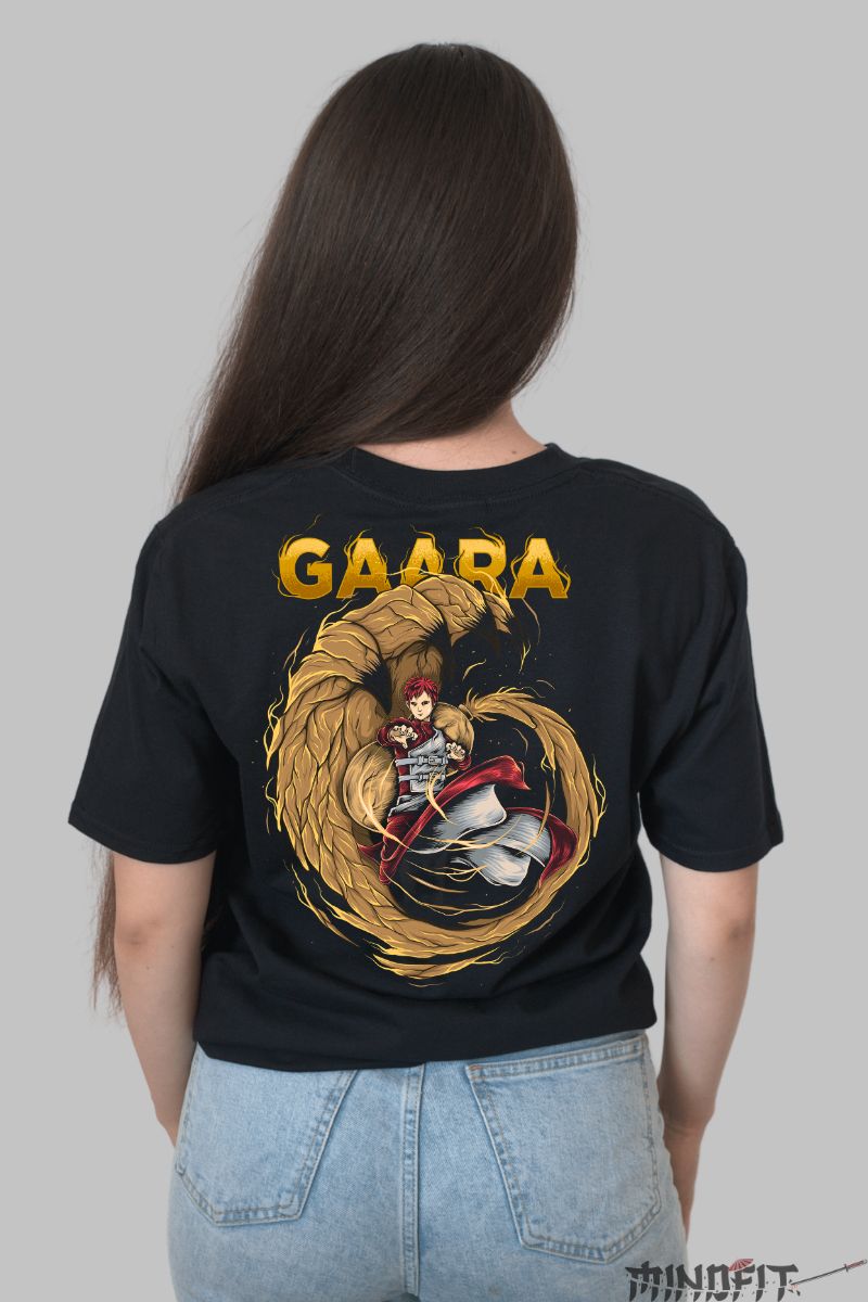 Tricou Anime Naruto Gaara Reborn From The Sand dama negru spate