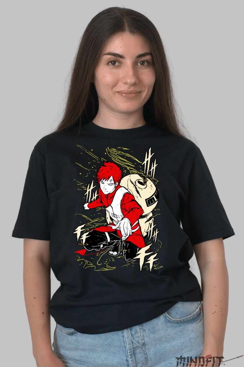 Tricou Anime Naruto Gaara The Explorer dama negru fata