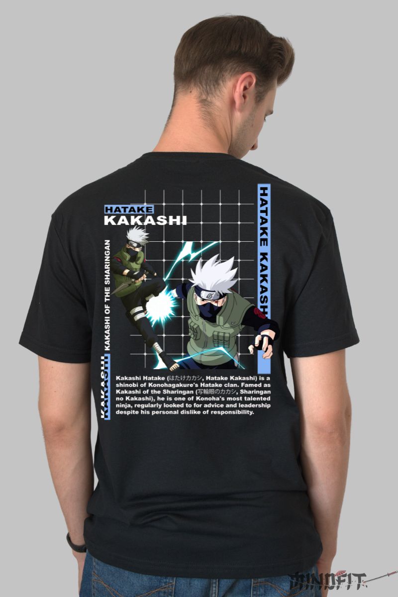 Tricou Anime Naruto Hatake Kakashi barbat negru spate