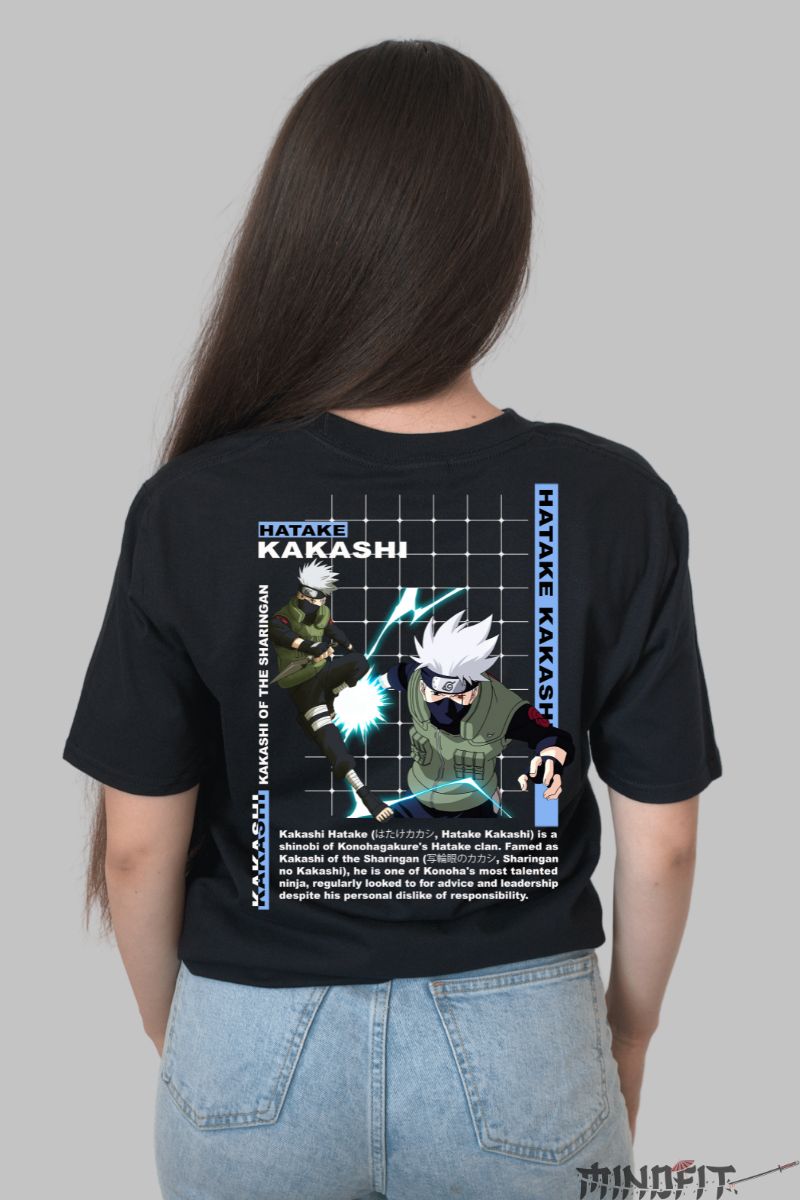 Tricou Anime Naruto Hatake Kakashi dama negru spate